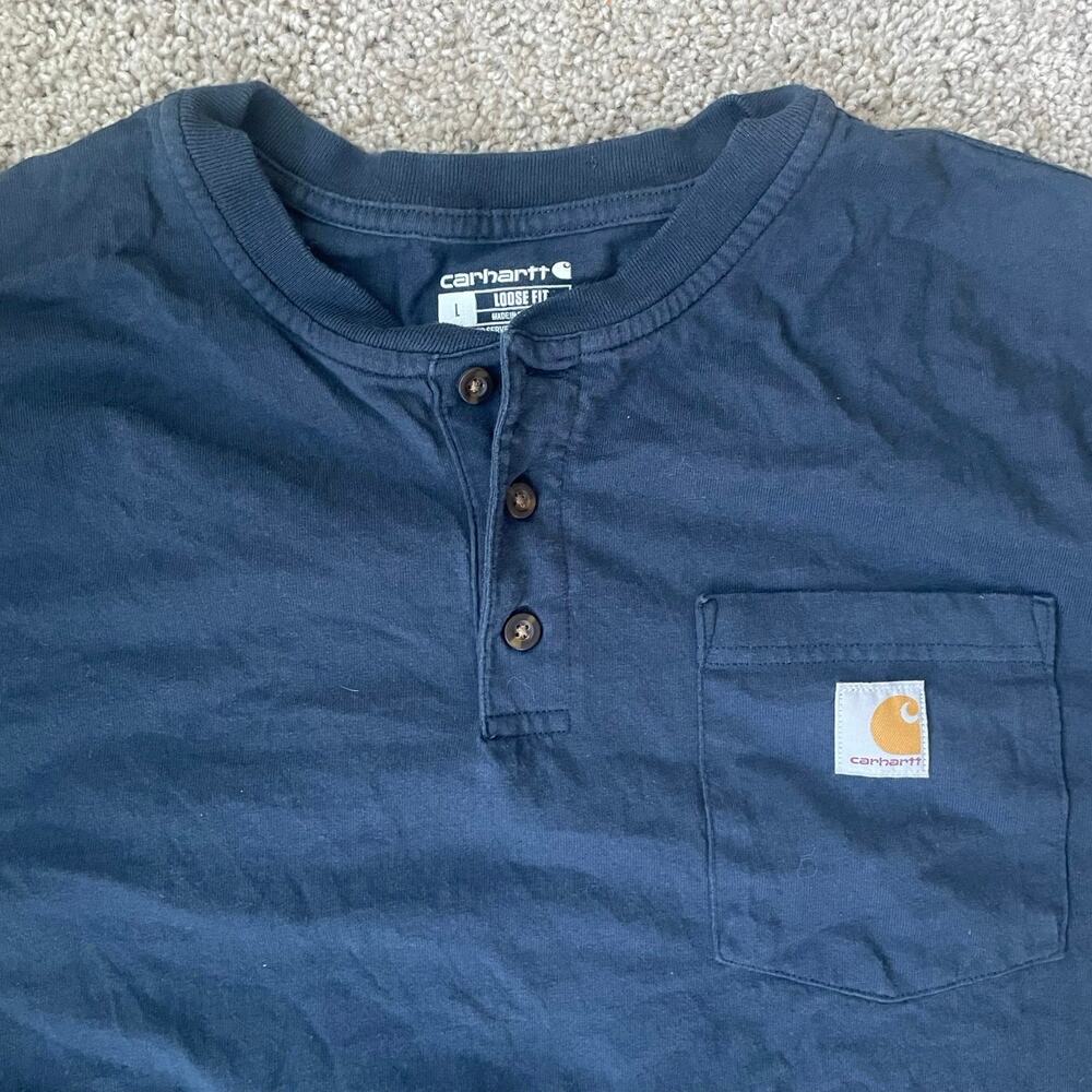 Carhartt® Long Sleeve Henley T-Shirt Size Large Loose Fit - Picture 9 of 12